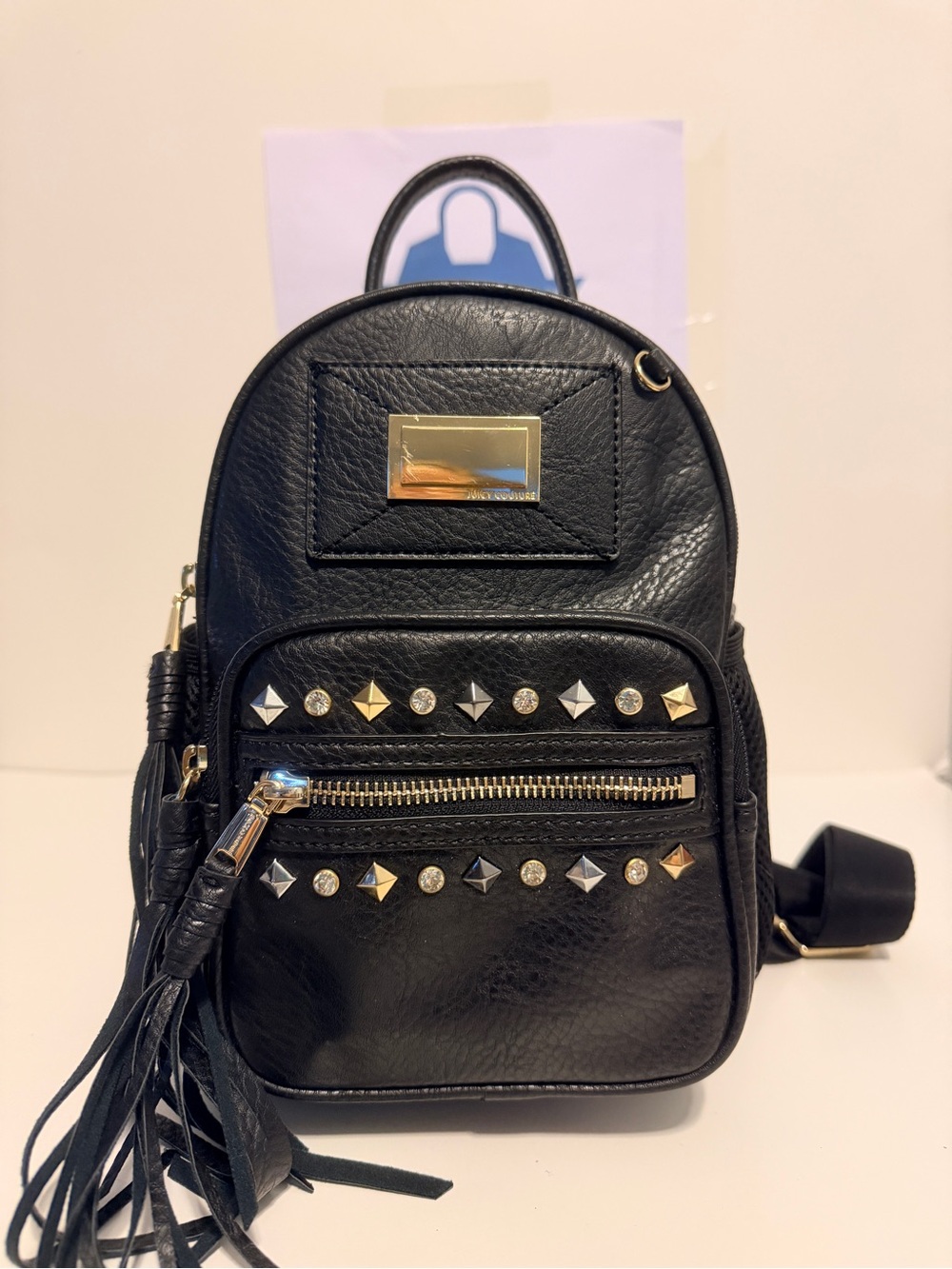 Juicy Couture Black Mini Studded Backpack with Tassel